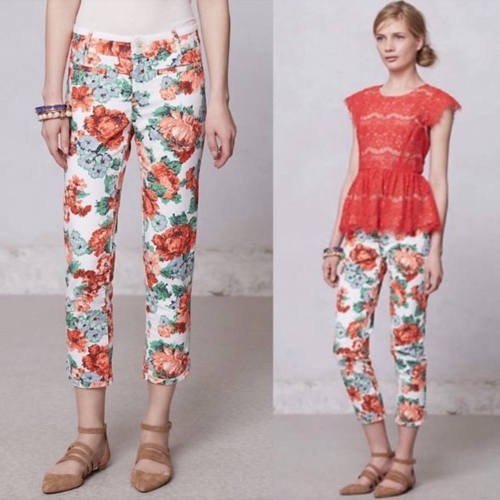 Anthropologie Cartonnier Floral Crop “Charlie” Pants - US Size 4